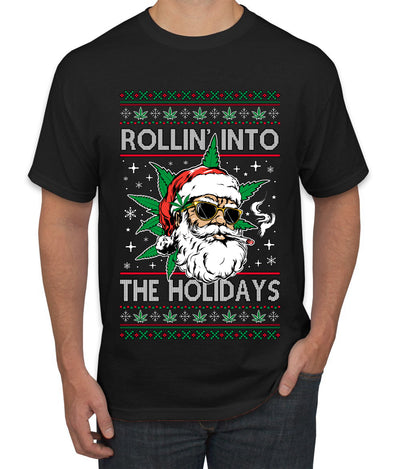 Rollin' Into The Holidays Christmas Sweater, Ugly Christmas Sweater Men's T-Shirt