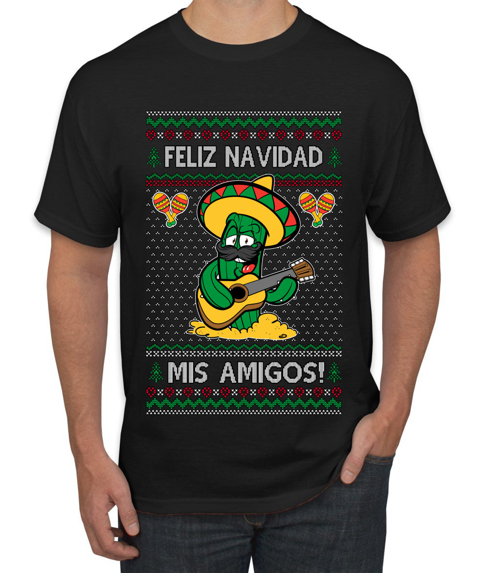 Feliz Navidad Mis Amigos!, Ugly Christmas Sweater Men's T-Shirt