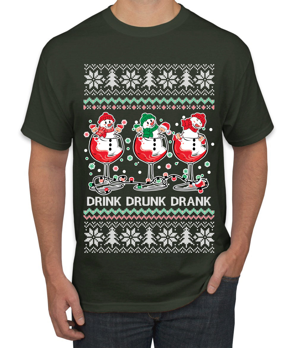 Holiday Spirits Drink Drank Drunk Snowmen Ugly Christmas Sweater Men's T-Shirt
