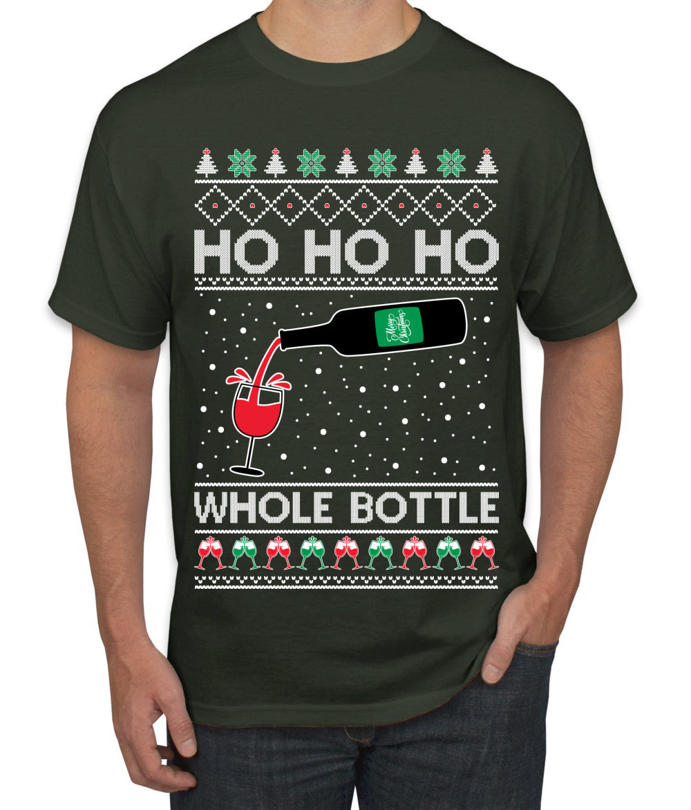 Ho Ho Ho Whole Bottle Wine Spirits Ugly Christmas Sweater Men's T-Shirt