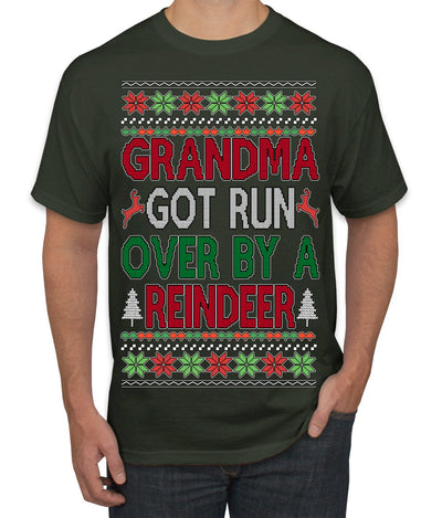 Grandma Got Ran Over by a Reindeer | Classic Xmas Song Holiday Movie Quote Ugly Christmas Sweater Men's T-Shirt