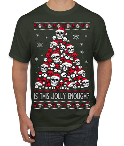 Is This Jolly Enough? Skeleton Skull Christmas Tree Ugly Christmas Sweater Men's T-Shirt