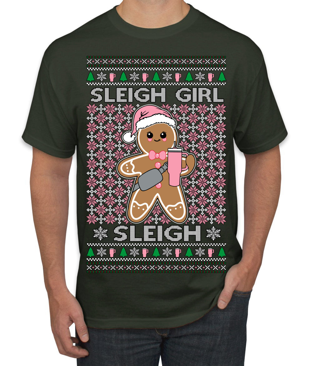 Sleigh Girl Sleigh Funny Trendy Pop Girly Sling Bag Coffee Cup Unisex Ugly Christmas Sweater Men's T-Shirt