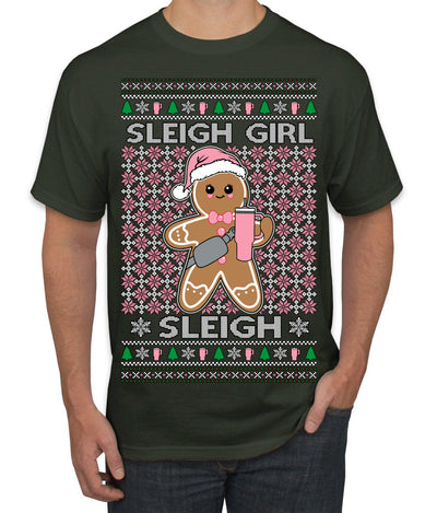 Sleigh Girl Sleigh Funny Trendy Pop Girly Sling Bag Coffee Cup Unisex Ugly Christmas Sweater Men's T-Shirt