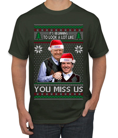 Beginning To Look Like You Miss Us Trump Carlson 24 Ugly Christmas Sweater Men's T-Shirt