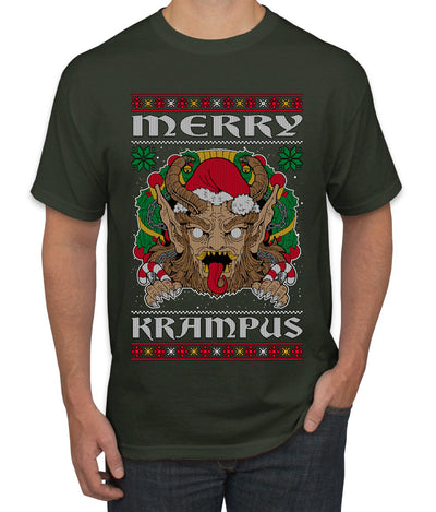 Merry Krampus Santa Folklore Figure Horror Ugly Christmas Sweater Men's T-Shirt