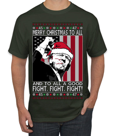 Merry Christmas to All a Good Fight | Santa Donald Trump Ugly Christmas Sweater Men's T-Shirt