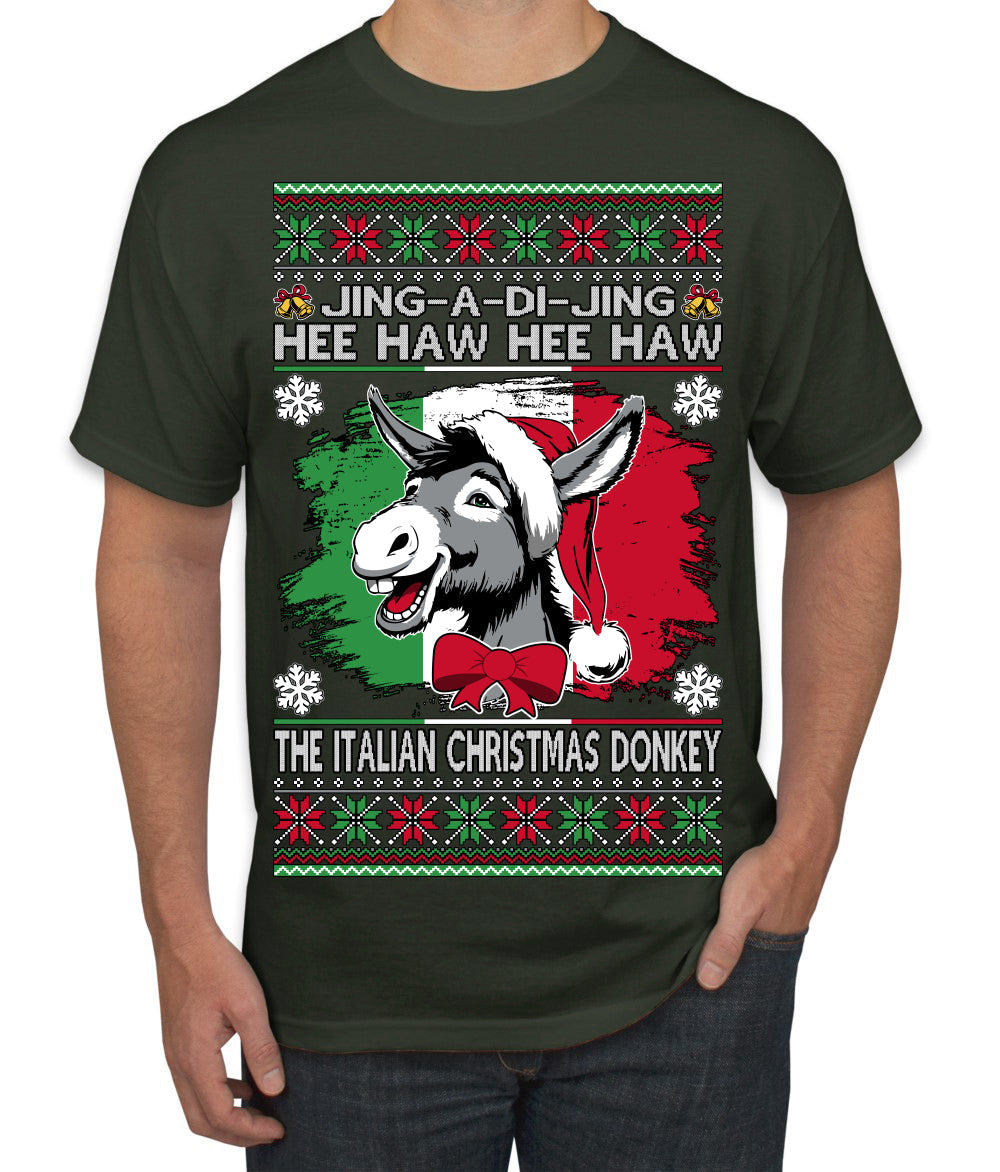 Jing a Di Jing Dominick the Italian Christmas Donkey Ugly Christmas Sweater Men's T-Shirt