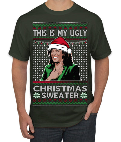 This Is My Ugly Sweater Funny Santa Kamala Harris Ugly Christmas Sweater Men's T-Shirt
