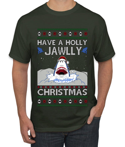 Have a Holly Jawlly Christmas, Cute Shark, Ugly Christmas Sweater Men's T-Shirt