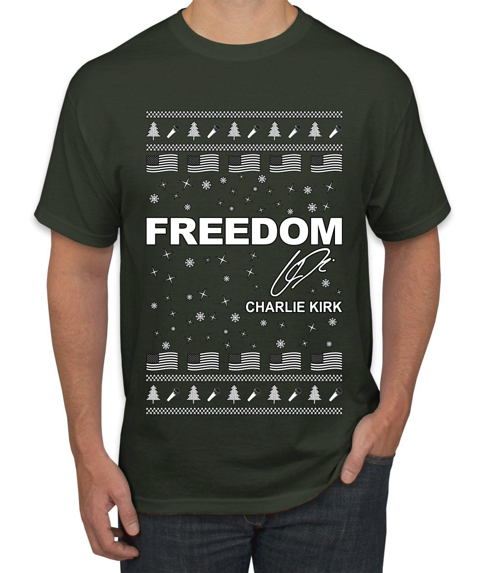 Freedom, Charlie Kirk Political Activist, Right Wing, Ugly Christmas Sweater Men's T-Shirt