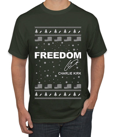Freedom, Charlie Kirk Political Activist, Right Wing, Ugly Christmas Sweater Men's T-Shirt
