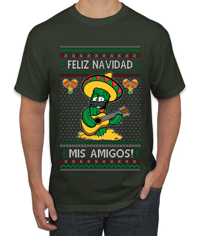 Feliz Navidad Mis Amigos!, Ugly Christmas Sweater Men's T-Shirt