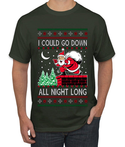 I Could Go Down All Night Long, Ugly Christmas Sweater Men's T-Shirt