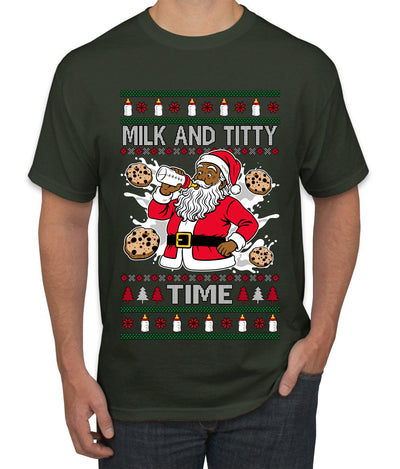 Milk And Titty Time Christmas Sweater, Ugly Christmas Sweater Men's T-Shirt