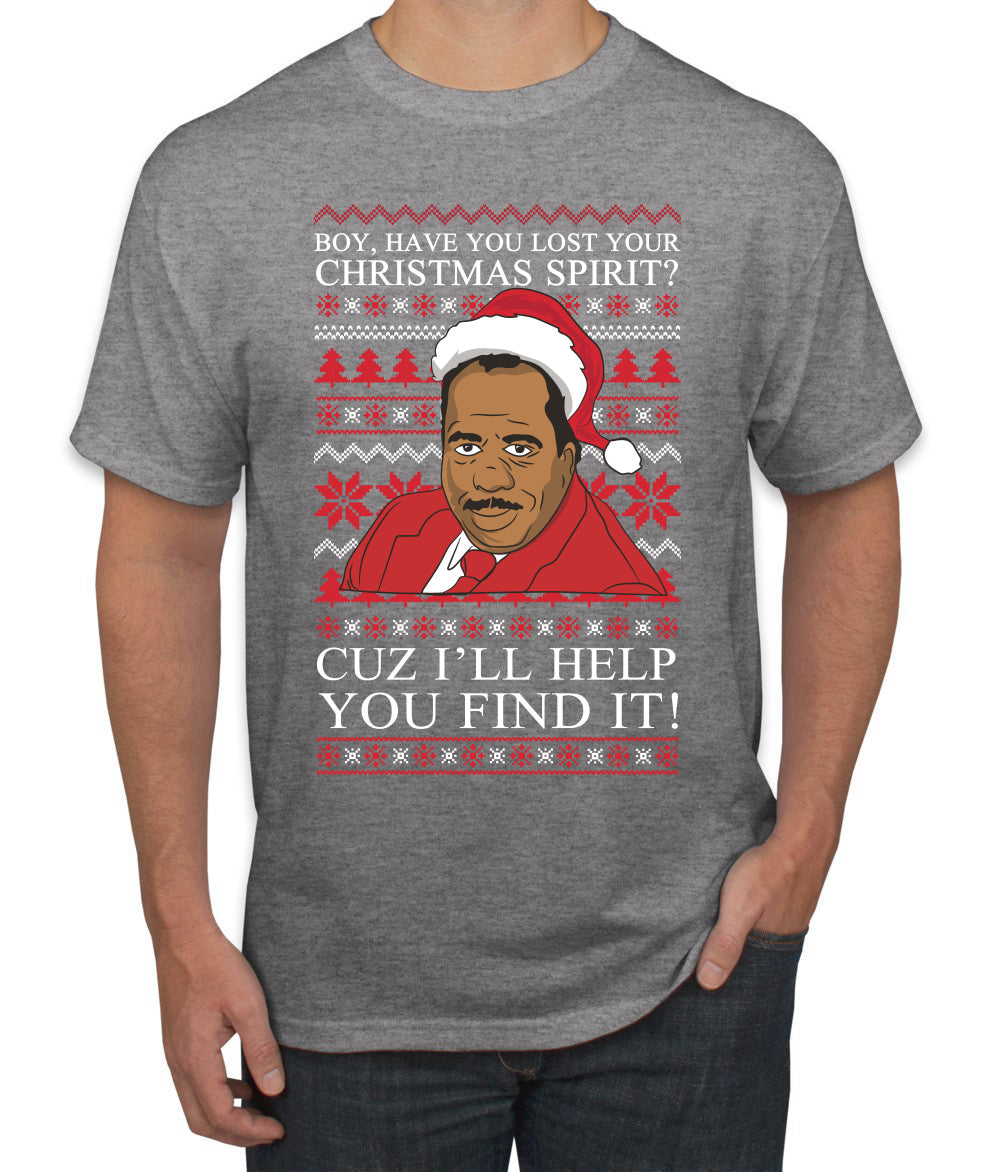 Christmas Spirit I'll Help You Find It Stanley Hudson Ugly Christmas Sweater Men's Graphic T-Shirt