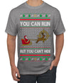 You Can Run But You Can't Hide Santa Sleigh Reindeer Ugly Christmas Sweater Men's T-Shirt