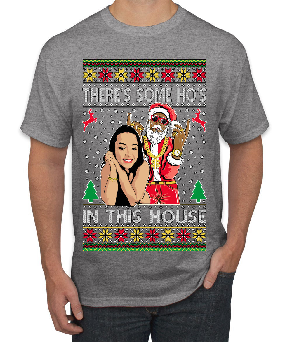Santa the Plug Hos In This House  Ugly Christmas Sweater Men's T-Shirt