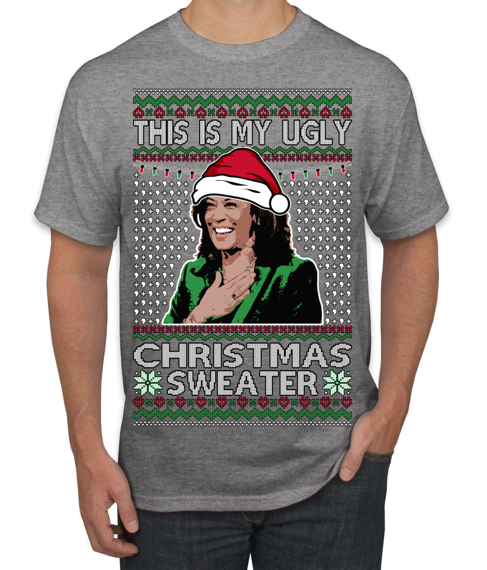 This Is My Ugly Sweater Funny Santa Kamala Harris Ugly Christmas Sweater Men's T-Shirt
