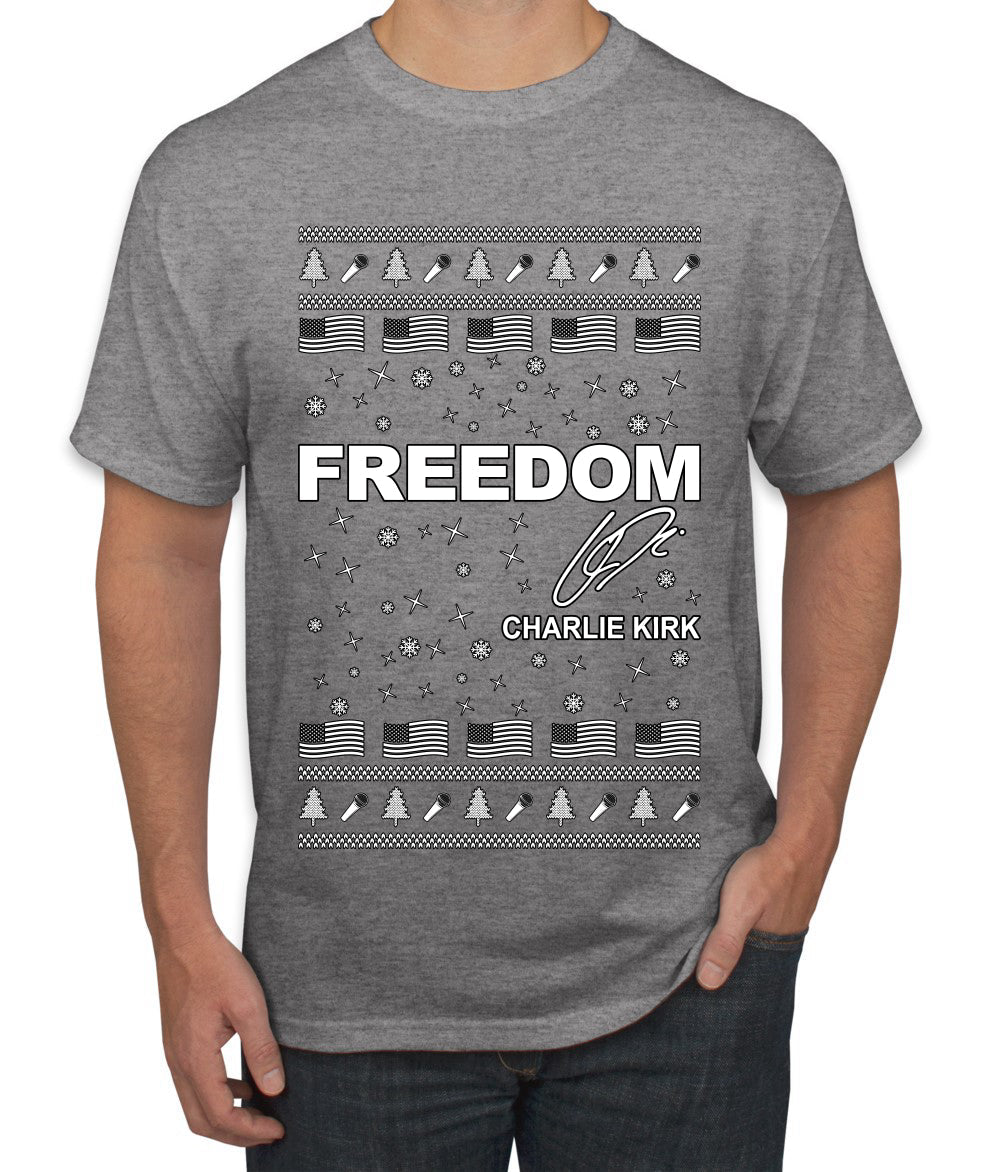 Freedom, Charlie Kirk Political Activist, Right Wing, Ugly Christmas Sweater Men's T-Shirt