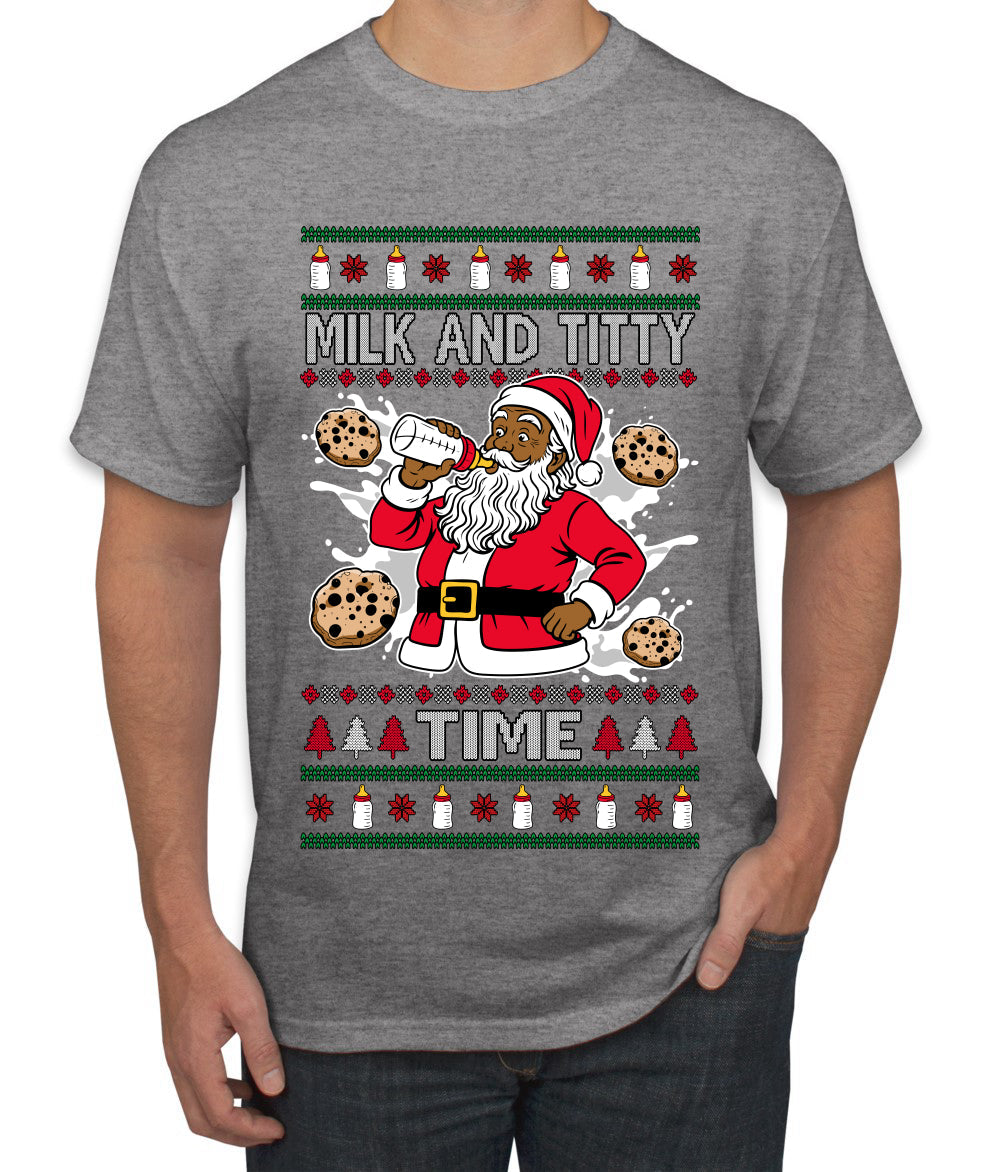 Milk And Titty Time Christmas Sweater, Ugly Christmas Sweater Men's T-Shirt