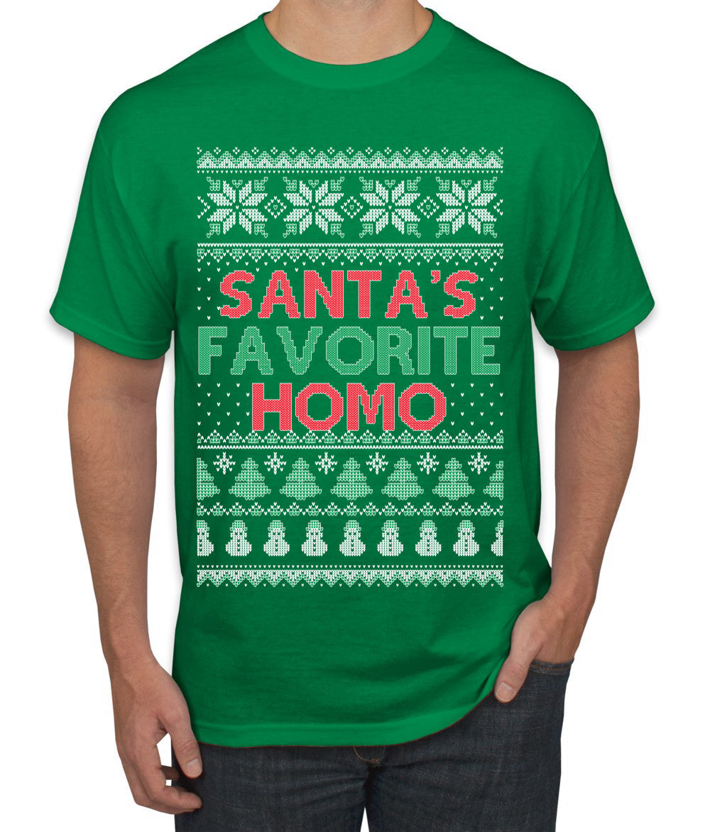 Santa's Favorite Homo Ugly Christmas Sweater Men's T-Shirt