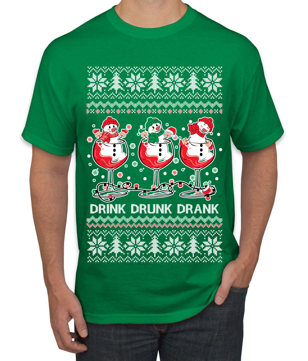 Holiday Spirits Drink Drank Drunk Snowmen Ugly Christmas Sweater Men's T-Shirt