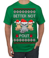 Better Not Pout, Cute Sad Santa Cats | Funny Ugly Christmas Sweater Men's T-Shirt
