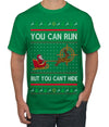 You Can Run But You Can't Hide Santa Sleigh Reindeer Ugly Christmas Sweater Men's T-Shirt