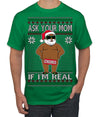 Ask Your Mom If I'm Real Funny Black Santa Claus Censored Ugly Christmas Sweater Men's T-Shirt