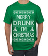 Merry Drunk I'm Christmas Beer Wine Drinking Holiday Humor  Ugly Christmas Sweater Men's Graphic T-Shirt