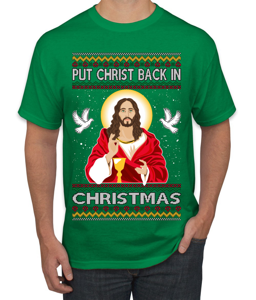Put Christ Back In Christmas Ugly Christmas Sweater Men's T-Shirt