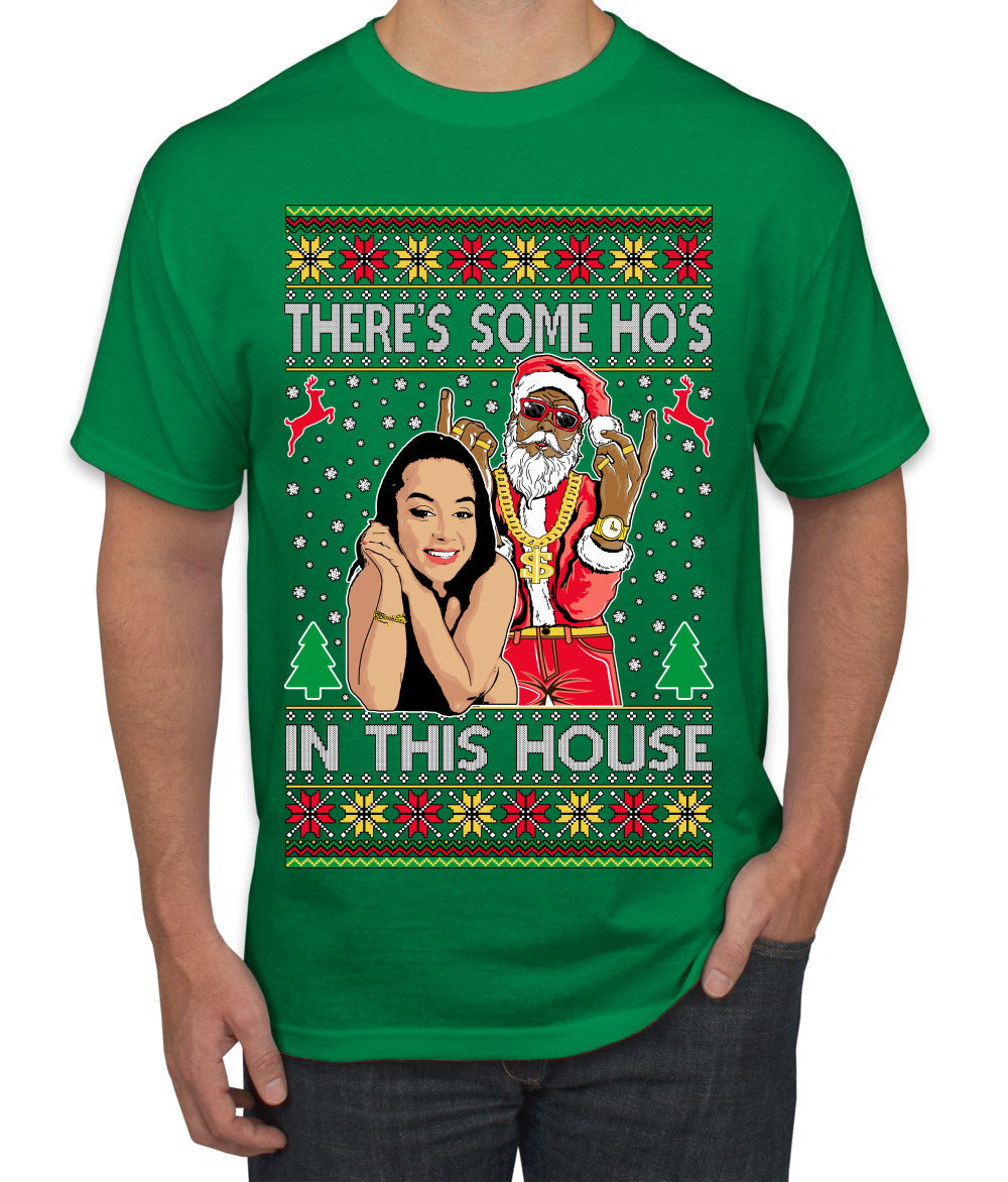 Santa the Plug Hos In This House  Ugly Christmas Sweater Men's T-Shirt