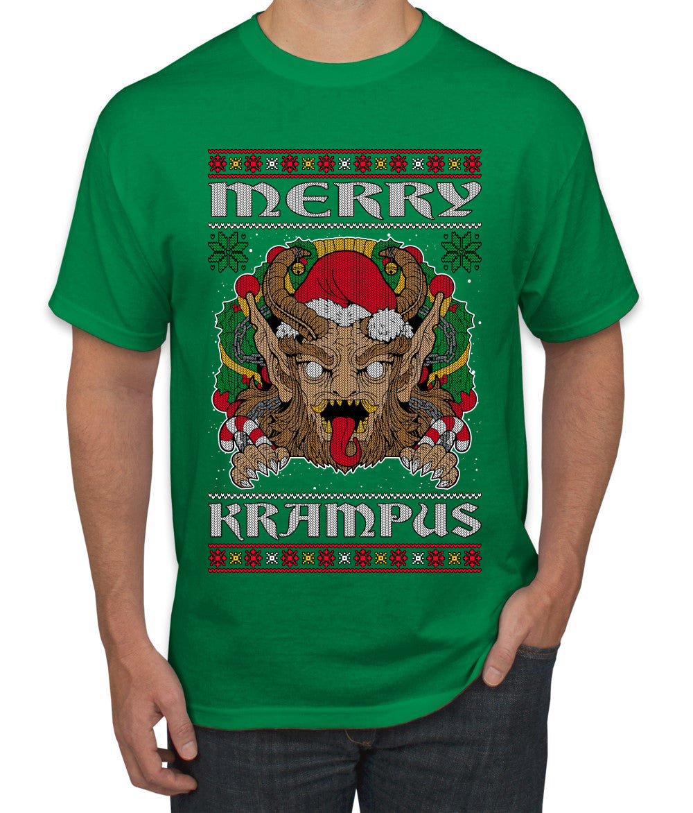 Merry Krampus Santa Folklore Figure Horror Ugly Christmas Sweater Men's T-Shirt