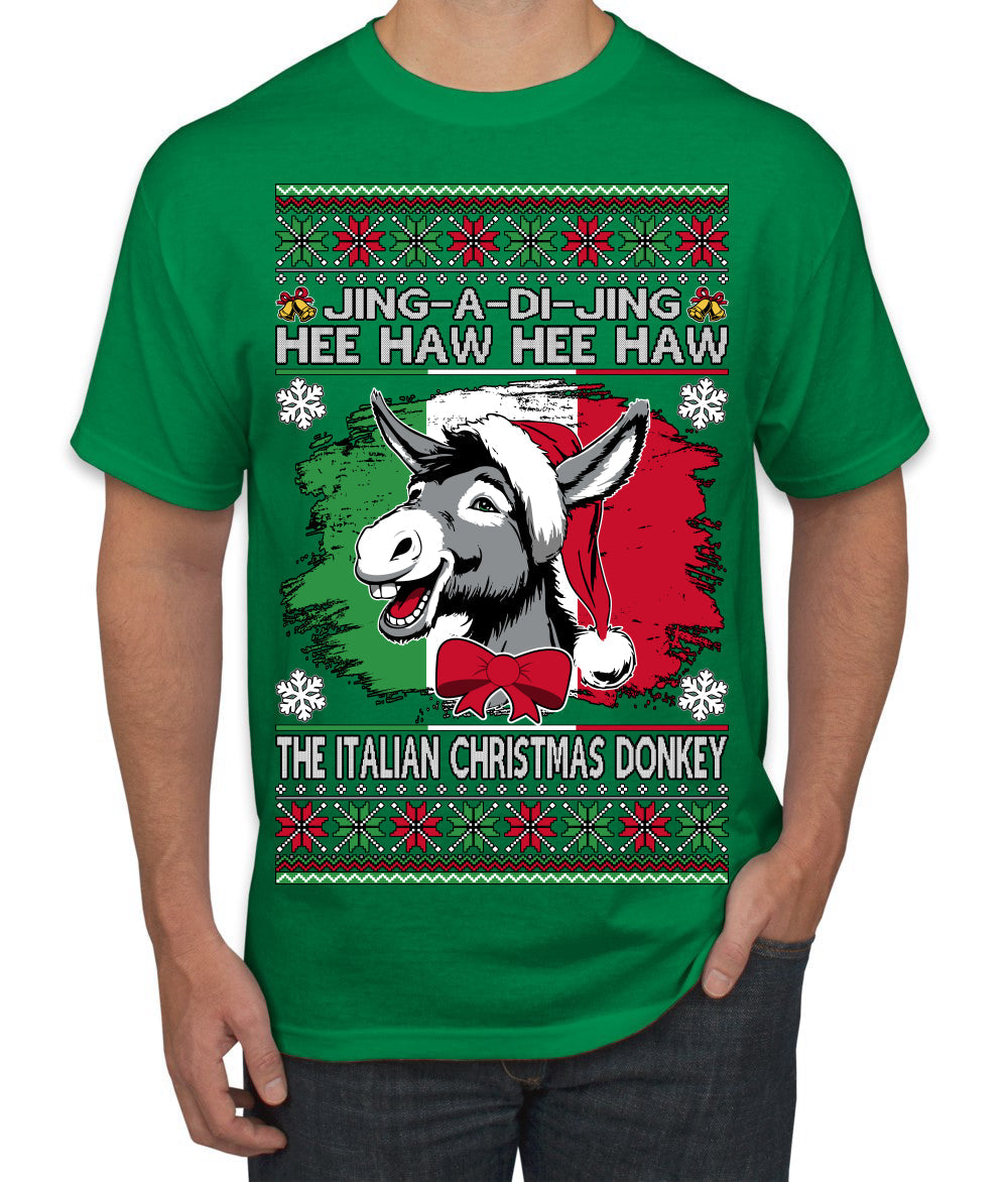 Jing a Di Jing Dominick the Italian Christmas Donkey Ugly Christmas Sweater Men's T-Shirt