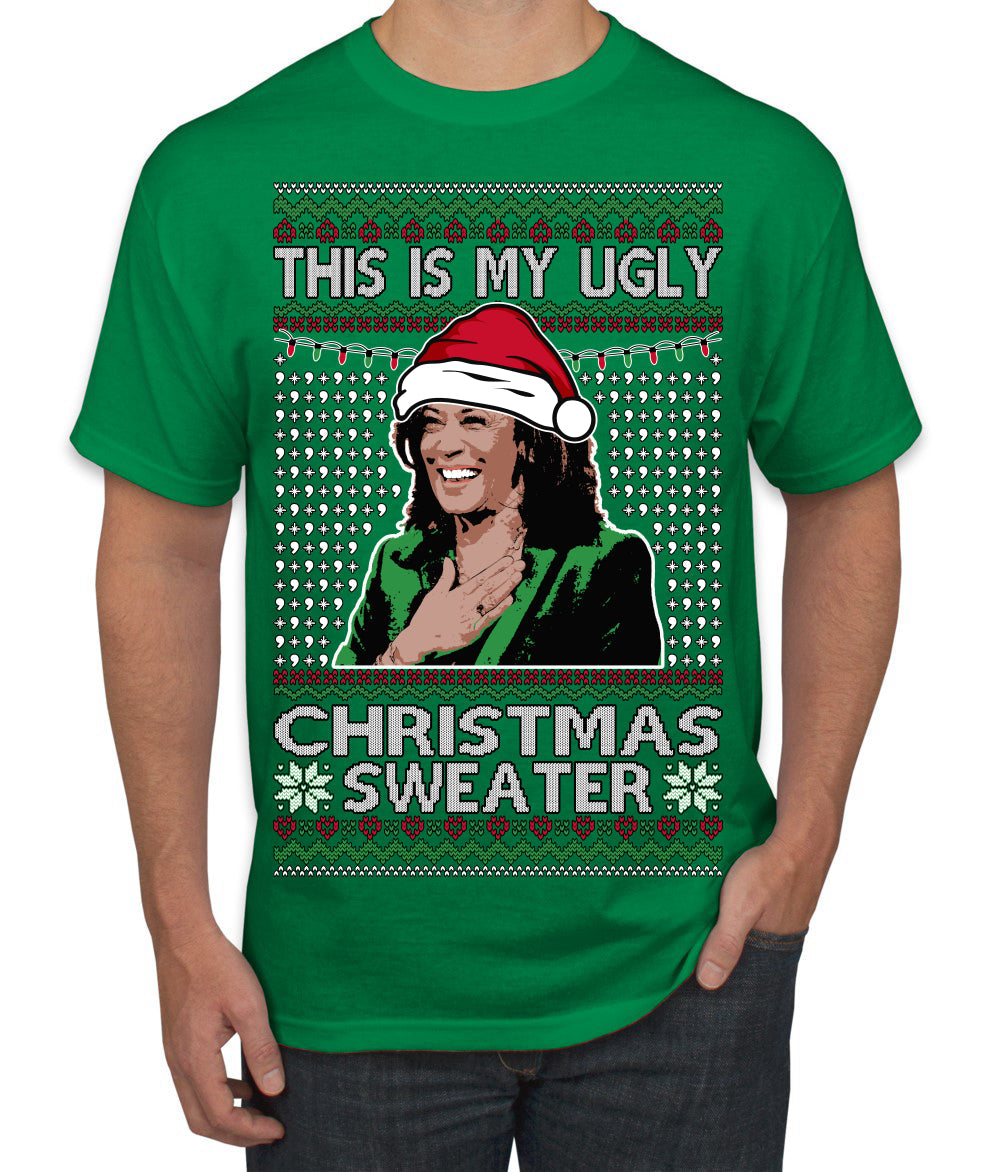 This Is My Ugly Sweater Funny Santa Kamala Harris Ugly Christmas Sweater Men's T-Shirt