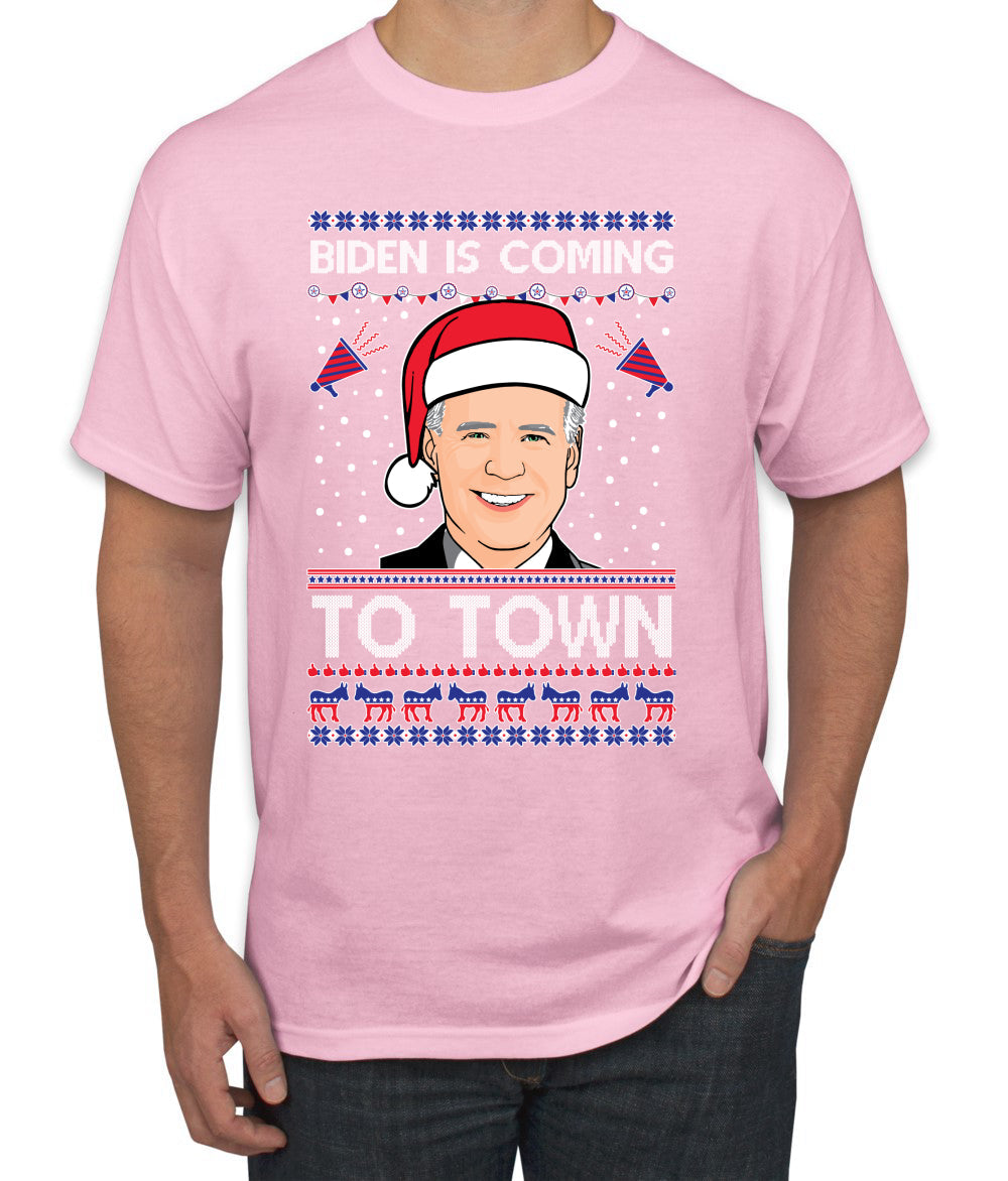 Biden Is Coming To Town Ugly Christmas Sweater Men's Graphic T-Shirt