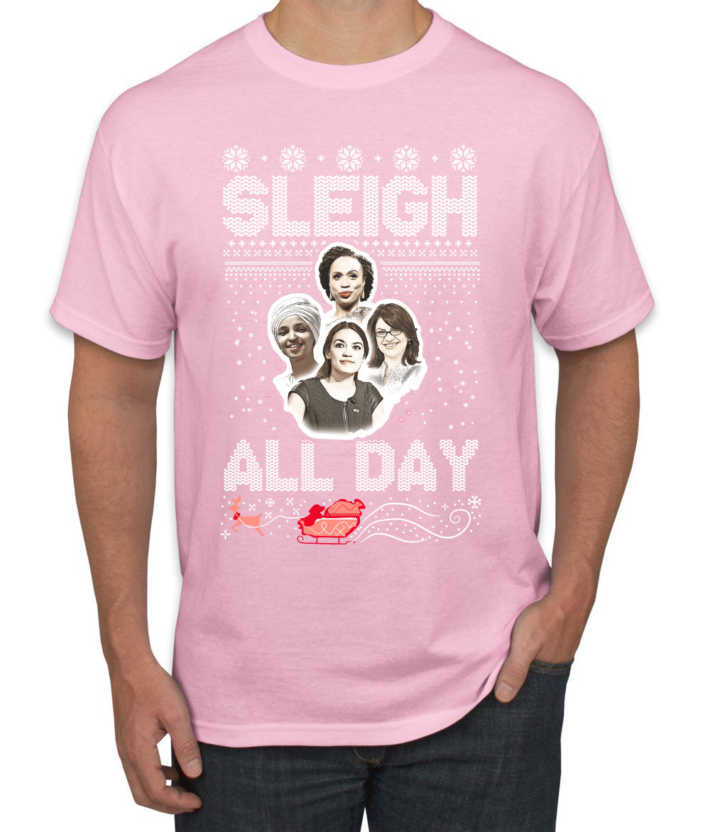 AOC The Squad Congresswomen Sleigh All Day Xmas Ugly Christmas Sweater Men's Graphic T-Shirt