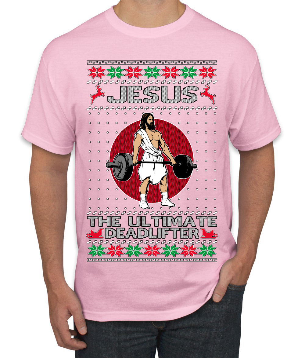 Jesus the Ultimate Deadlifter Funny Ugly Christmas Sweater Men's T-Shirt