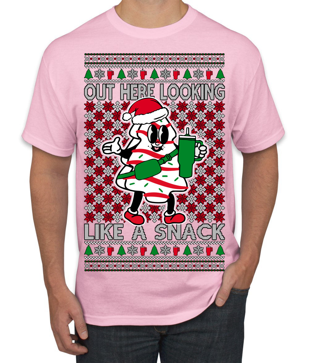 Out Here Looking Like a Snack Funny Cute Christmas Cookie Ugly Christmas Sweater Men's T-Shirt