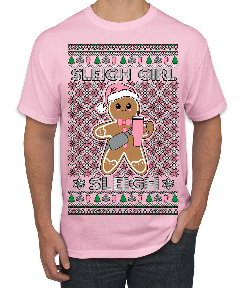 Sleigh Girl Sleigh Funny Trendy Pop Girly Sling Bag Coffee Cup Unisex Ugly Christmas Sweater Men's T-Shirt