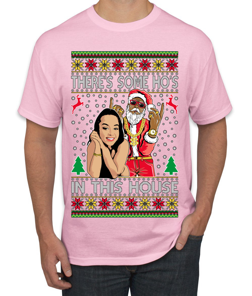 Santa the Plug Hos In This House  Ugly Christmas Sweater Men's T-Shirt