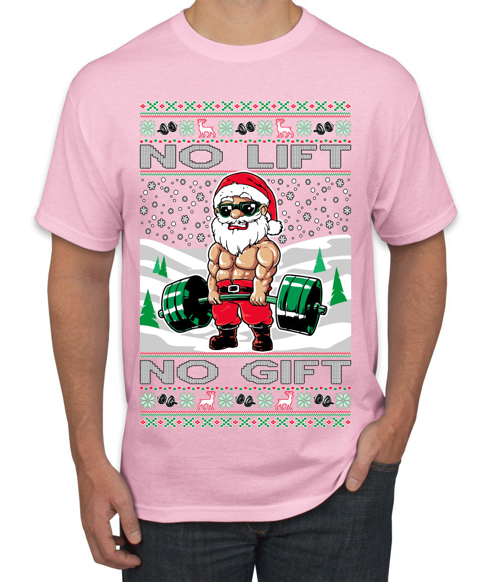No Lift No Gift Fitness Workout Santa Ugly Christmas Sweater Men's T-Shirt