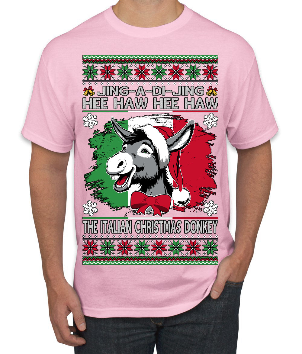 Jing a Di Jing Dominick the Italian Christmas Donkey Ugly Christmas Sweater Men's T-Shirt