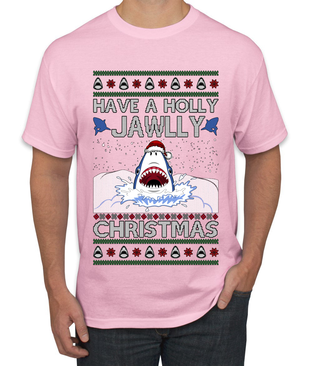 Have a Holly Jawlly Christmas, Cute Shark, Ugly Christmas Sweater Men's T-Shirt