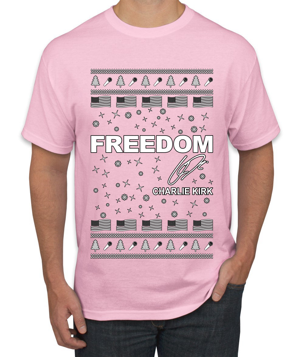 Freedom, Charlie Kirk Political Activist, Right Wing, Ugly Christmas Sweater Men's T-Shirt
