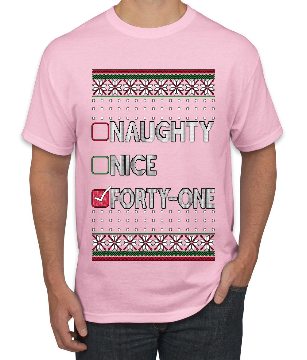 Naughty Nice 41, Simple List, Ugly Christmas Unisex Sweater, Funny Meme, Ugly Christmas Sweater Men's T-Shirt