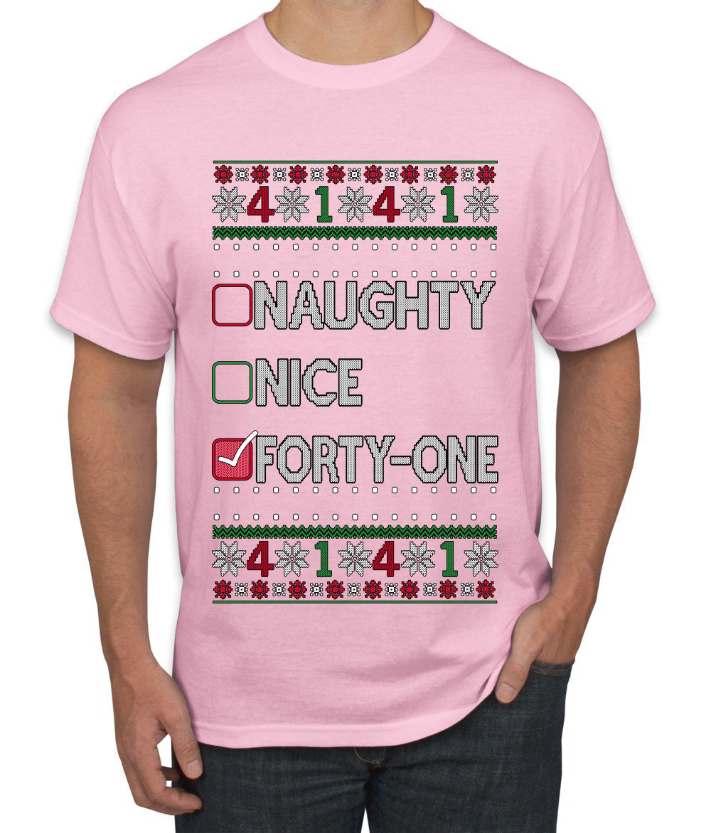 Funny Meme List Naughty, Nice, 41, Ugly Christmas Sweater Men's T-Shirt