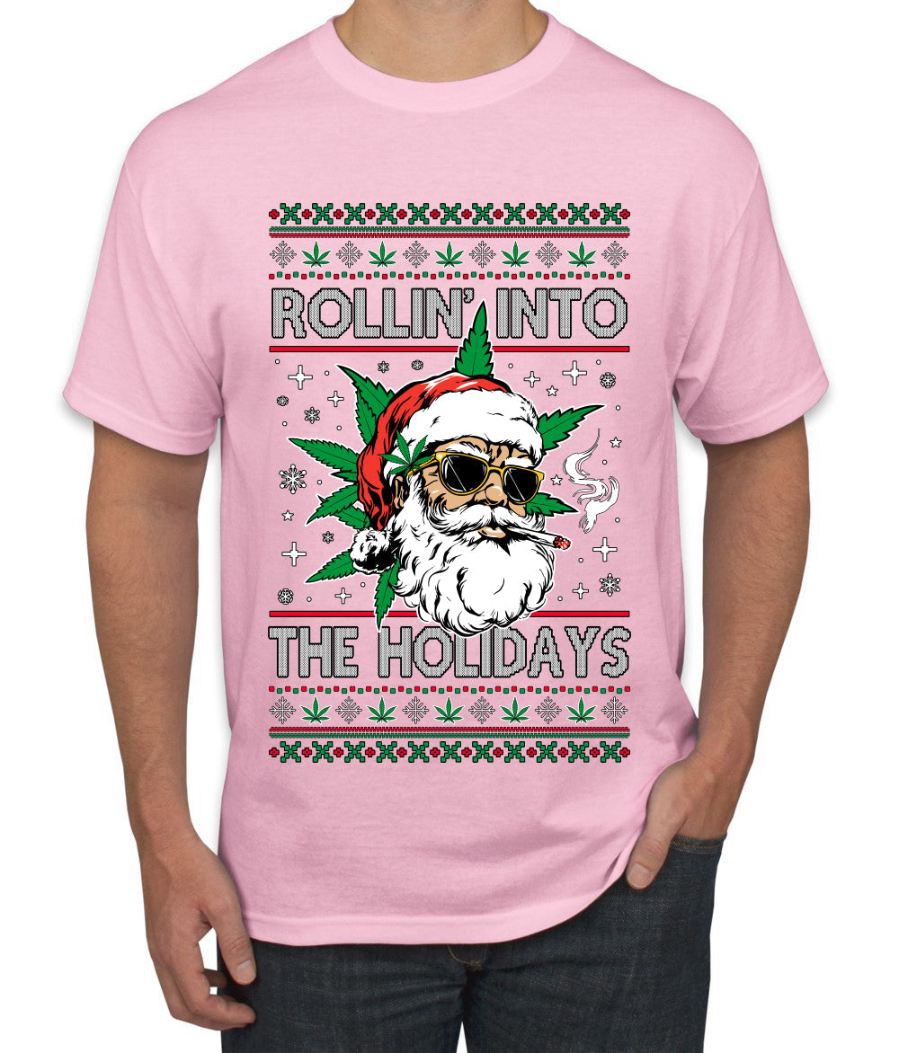 Rollin' Into The Holidays Christmas Sweater, Ugly Christmas Sweater Men's T-Shirt