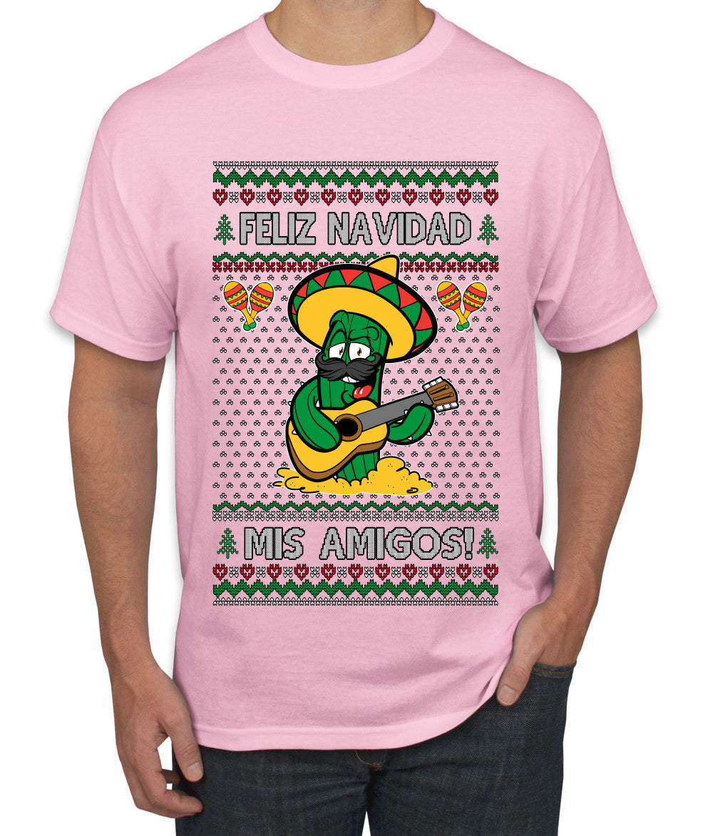 Feliz Navidad Mis Amigos!, Ugly Christmas Sweater Men's T-Shirt